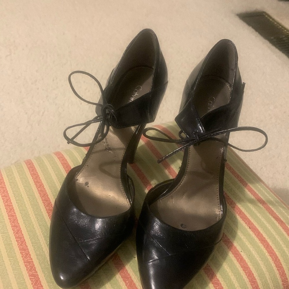 Calvin Klein vintage heels - black leather 4 inch heels, lightly worn
